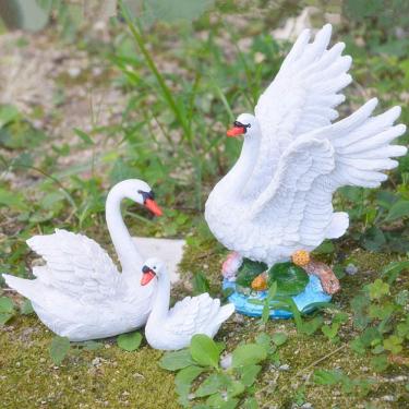 Imagem de Estátua de cisne, alta reprodução 3 peças decoração de jardim de resina, decoração de estátua de cisne, estátua de cisne para jardim jardim decoração de jardinagem para casa jardim jardim