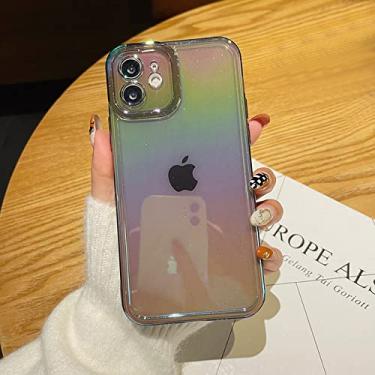 Imagem de Capa de telefone transparente holográfica colorida com brilho a laser para iphone 13 12 11 pro max x xr xs max 7 8 plus capa à prova de choque de tpu macio, d, para iphone 11 pro