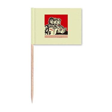 Imagem de China Red Educational Propaganda Produção de palito de dente Bandeiras Marcador Topper Decoração de Festa
