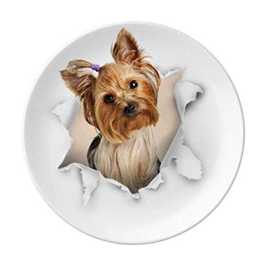 Imagem de Animal Paper Break Shocks Prato de Chihuahua Decorativo Porcelana Salver Louça Prato de Jantar
