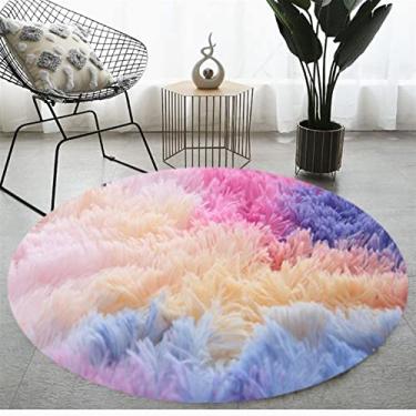 Imagem de Lifup Tapete redondo macio e fofo, tapete circular felpudo de pelúcia tie dye para sala de estar, quarto, decoração de casa, multi 91 cm