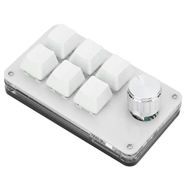 Imagem de Teclado Mecânico Macro de Uma Mão Com Botão de Ajuste, Mini Teclado Mecânico Portátil para Jogos, 6 Teclas Totalmente Programáveis (Preto branco)