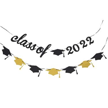 Imagem de Conjunto De 2 Peças Da Temporada De Formatura De Graduação De 2022 Decoração De Formatura 2022 Banner De Parabéns Acessórios Para Festa Papel Gradiente
