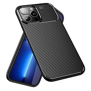Imagem de Capa Capinha Anti Impacto Para iPhone 13 Mini, 13, 13 Pro e 13 Pro Max - Case Com Desenho Fibra De Carbono Shock Queda (Preta, iPhone 13 Pro Max)