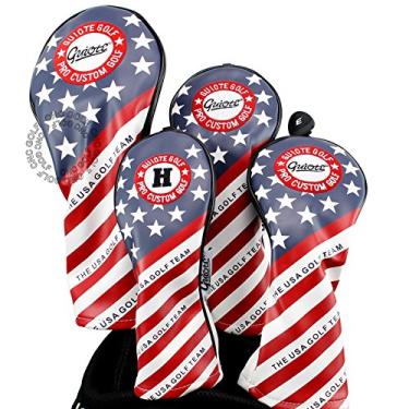 Imagem de Guiote Team USA 1 3 5 H Capa de golfe branca vintage retrô patriótico motorista Fairway madeira híbrida