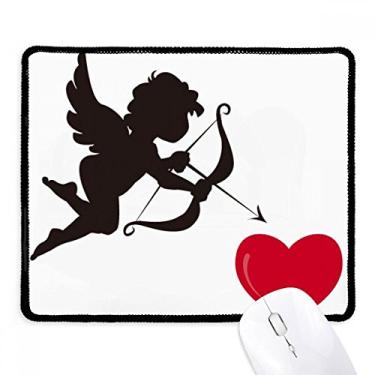 Imagem de Mousepad com estampa de coração vermelho anjo Cupido borda costurada tapete de borracha para jogos