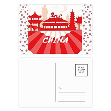 Imagem de Cartão postal da Bênção do Cartão postal da Bênção do Fã da China com contorno vermelho