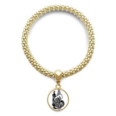 Imagem de DIYthinker Nova Caledônia Emblema Nacional Pulseira Dourada Corrente de Joias Pingente Redondo