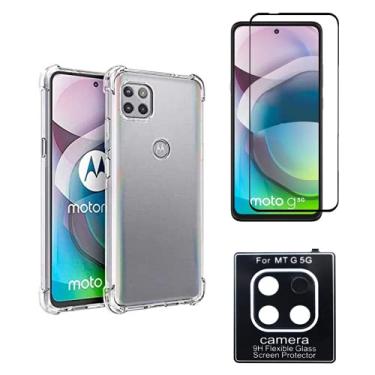 Imagem de Kit Capa Capinha Anti Impacto + Película 9D 3D Blindada + Película Câmera Compatível Moto G 5G