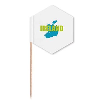 Imagem de Mapa da Irlanda, bandeiras pastorais, palitos de cupcake, festa comemoração