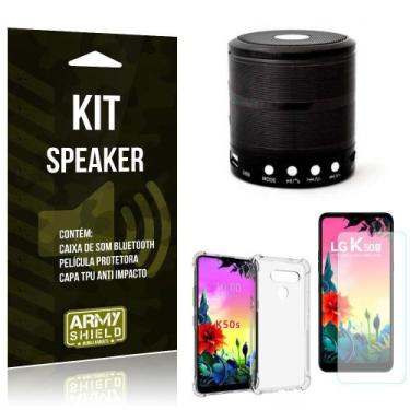 Imagem de Kit Mini Speaker Lg K50s Caixa De Som Bluetooth + Capa Anti Impacto +