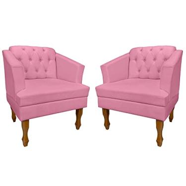 Imagem de Poltrona Kit 02 Unidades Estofada Decorativa Leitura Sala Quarto Consultório Escritório Safira (Suede Rosa)