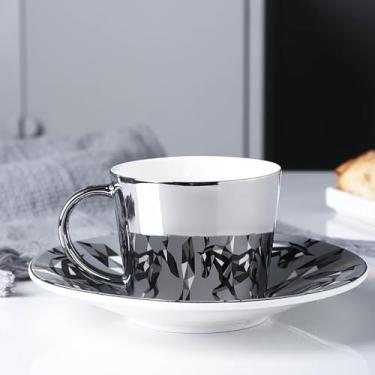 Imagem de Copo de café dinâmico prato copo de cerâmica cavalo anamórfico criativo casa copos conjunto de copos de chá conjunto de porta-copos presente, 90 ml, K