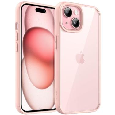 Imagem de JETech Capa para iPhone 15 6,1 Polegadas, Capinha Protetora de Telefone à Prova de Choque, Moldura de TPU Fosca de Cor Sólida, Case para Parte Traseira Transparente Antiarranhões (Rosa)