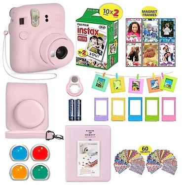 Imagem de Fujifilm Pacote de câmera Instax Mini 12 – Rosa, 20 folhas de filme, estojo de transporte, álbum de fotos, molduras, filtros