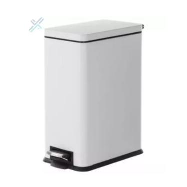 Imagem de Lixeira Retangular Com Pedal Slim Inox 5 Litros Branca Fosca