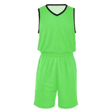 Imagem de CHIFIGNO Camiseta de basquete azul rosa dégradé feminino, tecido macio e confortável, camisa de futebol 5T-13T, Verde cobalto, X-Small
