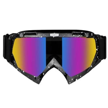 Imagem de BELINOUS Óculos de motocicleta para homens, mulheres, adultos, jovens, UTV, quadriciclo, motocross, para esqui, corrida off-road (armação de mármore + lente colorida)