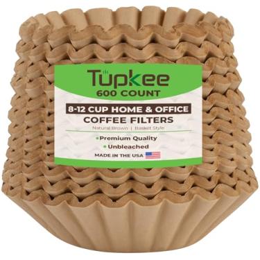 Imagem de Filtros de café Tupkee 8-12 xícaras – Estilo cesta, 600 unidades, filtro de café natural marrom, feito nos EUA