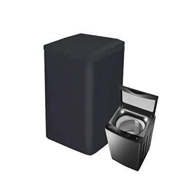 Imagem de SUNSURE Capa para máquina de lavar roupa à prova de poeira à prova d'água preta para máquina de carga superior capa de secadora para peças e acessórios de lavadora de carga interna / externa (GG - 57
