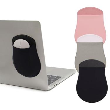 Imagem de ZSHMJMJ Pacote com 3 bolsas universais para mouse, capa para mouse para laptop, suporte reutilizável para mouse mágico sem fio, estojo de transporte para iPad ou MacBook, preto, rosa, cinza