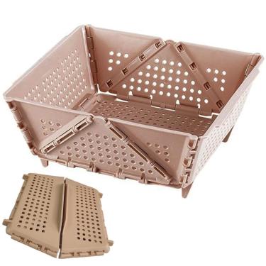 Imagem de Cesta Secar Frutas Verduras Vegetais Alimentos Dobravel Cozinha Organizador Objetos Fruteira Lava Escorre