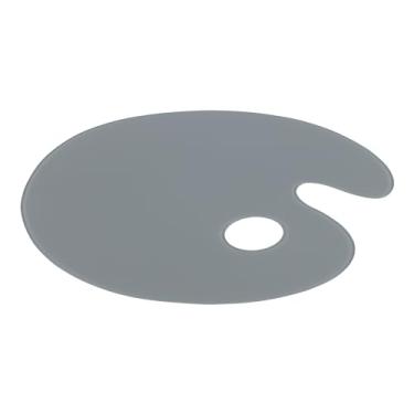 Imagem de New York Central Paleta de vidro temperado cinza oval 25 x 35 cm – resistente a arranhões, paleta de artista fácil de limpar para mistura precisa de cores, brilho reduzido, resistente a solventes