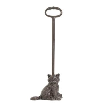 Imagem de Sungmor Cunha de porta portátil, suporte de porta de gato adorável de 55 cm de altura, batentes de porta de estátua de animais resistentes de ferro fundido com alça, ornamentos decorativos de estilo