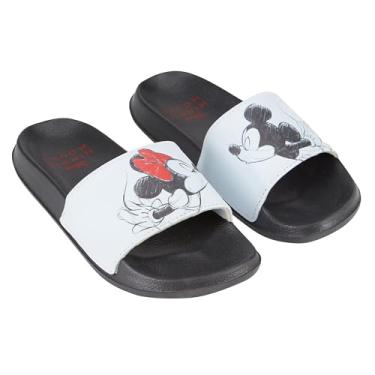 Imagem de Disney Ladies Minnie and Mickey Slides - Ladies Classic Mickey and Minnie Mouse Slide Sandals Mickey & Minnie Mouse Slip On Slides (White, 10)