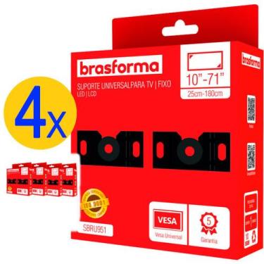 Imagem de Kit 4 Suportes para TV Universal até 40kg - BRU951 - BRASFORMA