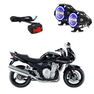 Imagem de Par Farol de Milha Angel Eye U7 Azul para Moto Suzuki Bandit 1250 2009