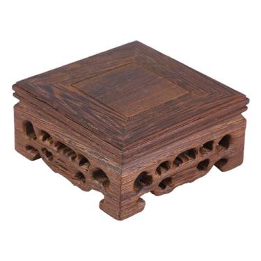 Imagem de Pedestal de Bonsai de Madeira Maciça Base de Madeira Estilo retrô Nostálgico Suporte de Exibição para Melhorar a Decoração da Casa Vasos Pequenos Práticos (Comprimento 8 Largura