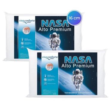 Imagem de Kit 2 Travesseiros Nasa Alto Viva Conforto Altura 16 cm