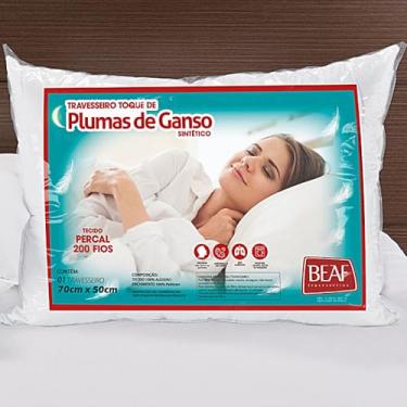 Imagem de Travesseiro Pena de Ganso Plumas 50x70 200 Fios 100% Algodão