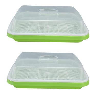 Imagem de Bandeja De Germinação De Sementes, Cultivador De Grama De Trigo Com Tampa, Kit De Germinação, Furo Extra Pequeno Para Germinação De Sementes, Bandejas De Germinação De Malha De 13,0 X 10,2 X 3,7 Pol.