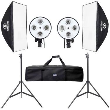 Imagem de Kit 2 Soft-box 50x70 Quadriplo  Bocal P/ 4 Lampdas Em Cada Bivolt - Lu
