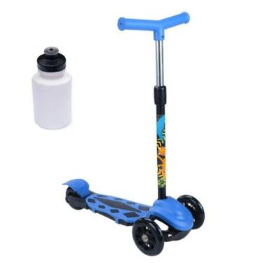 Imagem de Kit Patinete Infantil Ajustável 40Kg Power Azul + Garrafinha - DM Toys
