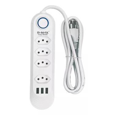 Imagem de Régua Elétrica Extensão De Tomadas - 2 M - 5 Tomadas + 3 Usb - B-Max