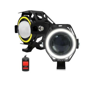 Imagem de Par Farol Milha Led Moto U7 Mini Angel Eyes  Universal - U7AA