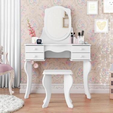 Imagem de Penteadeira 04 Gavetas Princesa Branca com Banqueta - Patrimar