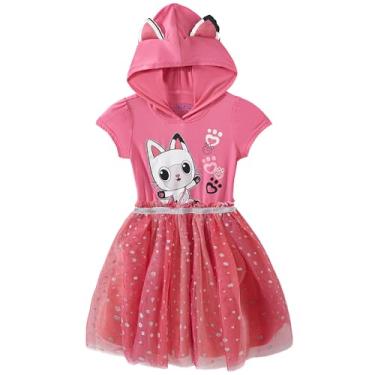 Imagem de DREAMWORKS GABBY'S DOLLHOUSE Vestido de tule com capuz e orelhas para meninas e crianças grandes, rosa, 10