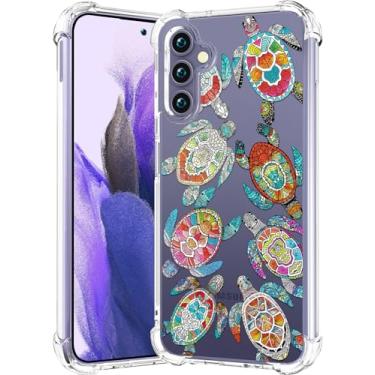 Imagem de CCFUNCASE Compatível com Samsung Galaxy S24+ Plus / S25+ Plus Capa transparente fofa para mulheres - Capas de telefone robustas Funda Capa protetora (tartaruga verde animal tribal)