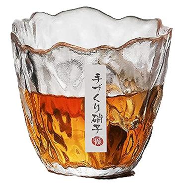 Imagem de Copo de vidro de uísque com cunha de cristal de montanha, copo japonês antiquado para degustação de vinho, conjunto de 1, caixa de presente divertida e exclusiva para homens, 325 ml (formato de flor