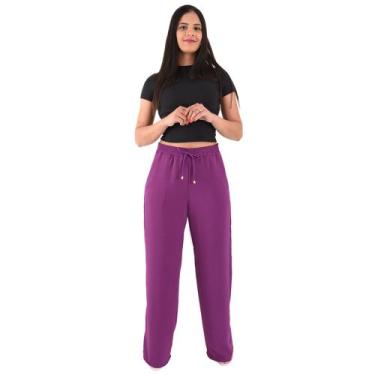 Imagem de Calça Pantalona Wid Leg Feminina Alfaiataria - Lori Modas, Roxo, GG