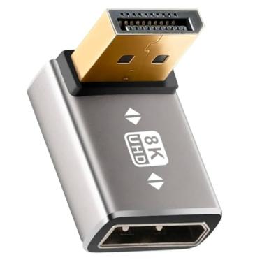 Imagem de Adaptador displayport Angulo Reto DP macho para fêmea. Extensor em forma de L. Suporta 8K @60Hz, 4K@144Hz (90 Graus)