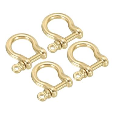 Imagem de PATIKIL Manilha de anel em D, pacote com 4 manilhas de pino de latão puro de 10 mm de largura interna tipo U gancho pequeno arco algemas para substituição de couro artesanal DIY