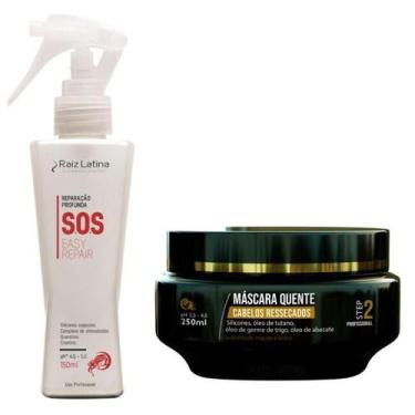 Imagem de Kit Restauração 250ml S.O.S 150ml e Máscara Quente 250ml Raiz Latina
