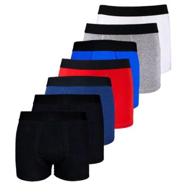 Imagem de Kit 7 Cuecas Boxer Box Algodão Cotton Lisa Básica Casual - Try Basics,