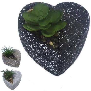 Imagem de Planta Artificial Suculenta Decorativa Vaso Flor Coração decoração dec
