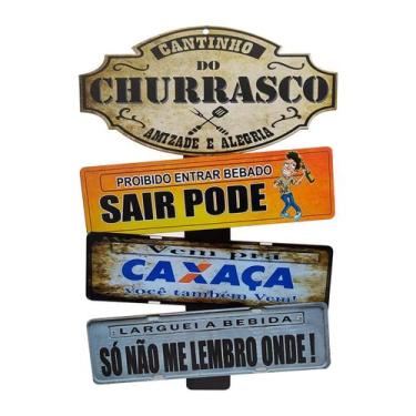 Imagem de Placas Decor Cantinho Churrasco Amizade Fundo Branco com 3 Plaquinhas 